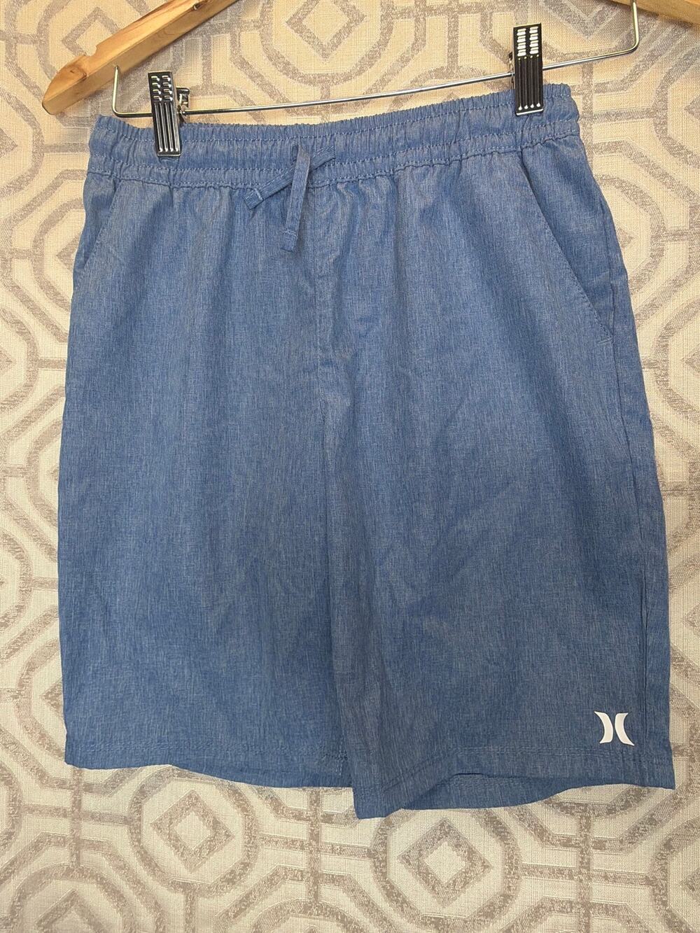 Hurley Boys Size 10/12 Blue Heathered Pull-On Shorts Elastic Waist Drawstring